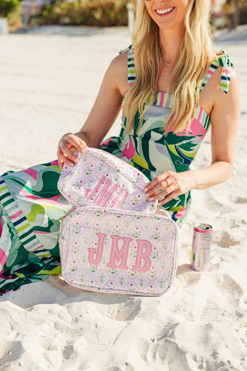 Embroidered Printed Nylon Pouch