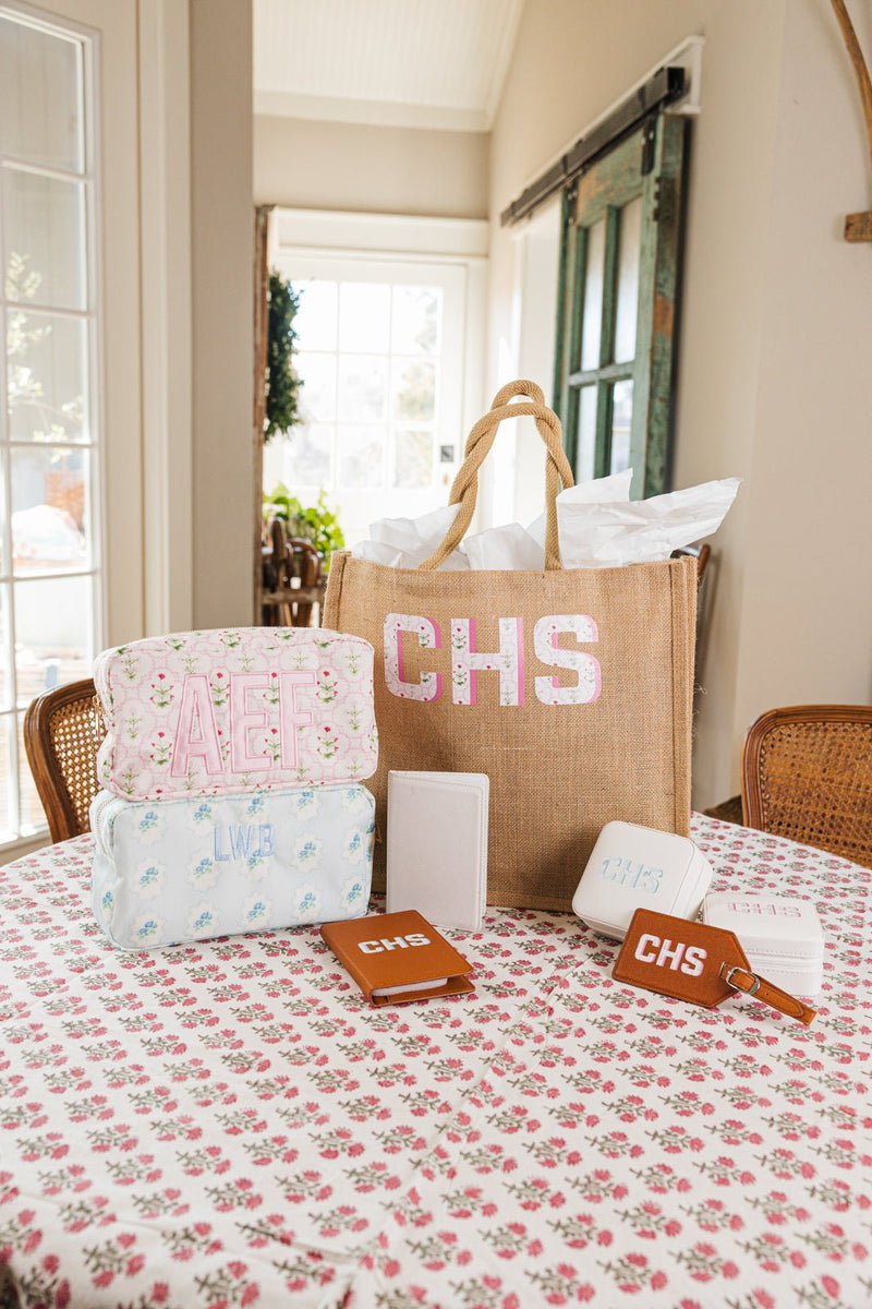 Embroidered Printed Nylon Pouch with Applique