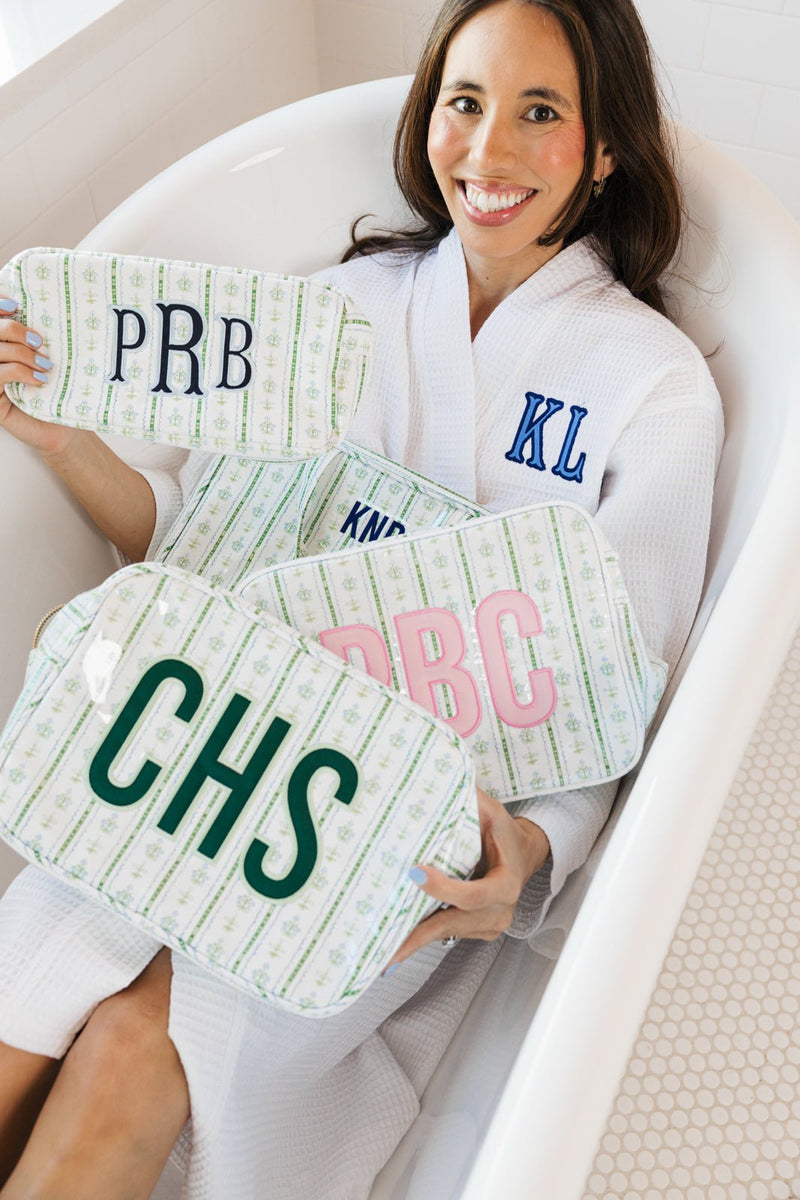 Embroidered Printed Nylon Pouch with Applique