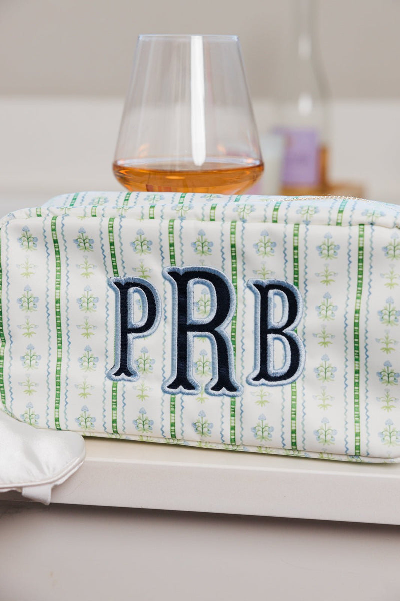 Embroidered Printed Nylon Pouch with Applique