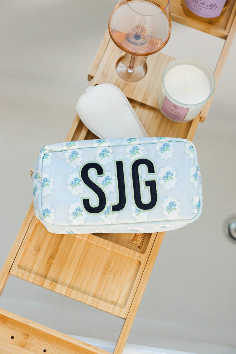 Embroidered Printed Nylon Pouch with Applique