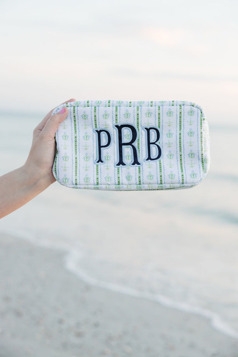 Embroidered Printed Nylon Pouch with Applique