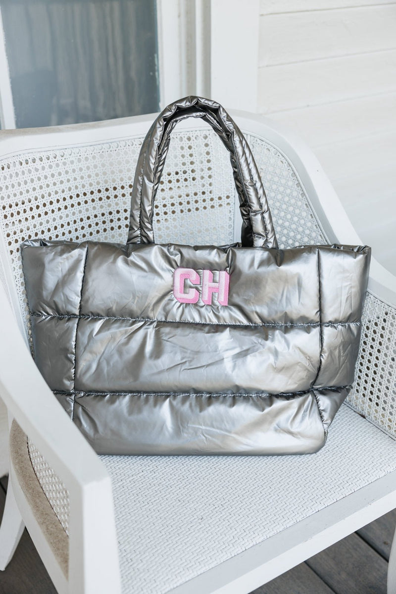 Embroidered Puffer Tote