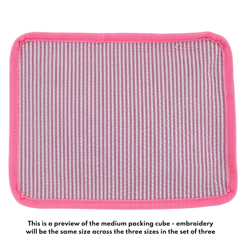 Embroidered Seersucker Packing Cubes with Applique (Set of 3)