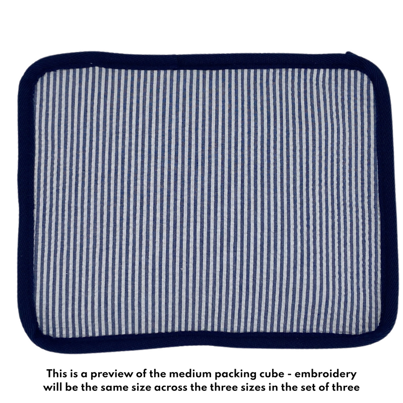 Embroidered Seersucker Packing Cubes with Applique (Set of 3)