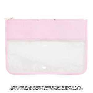 Embroidered Teacher Nylon Clear Pouch – @PBANDJ4THGRADE x SWP in clear nylon with pastel-pink trim and gold zipper