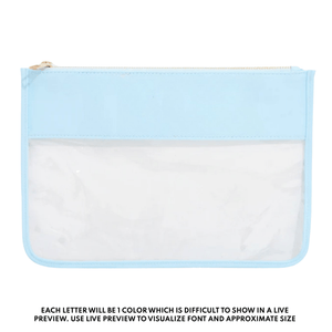 Embroidered Teacher Nylon Clear Pouch – @PBANDJ4THGRADE x SWP in clear nylon with baby-blue trim and gold zipper