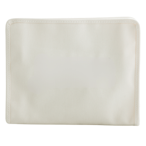 Cream TRVL Roadie pouch embroidered and customizable for elegant travel gifting.