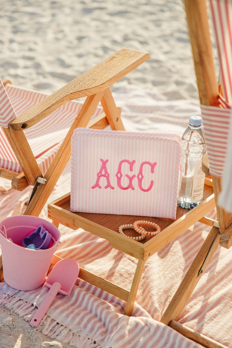 Personalized travel bags with monogram embroidery, great for organizing essentials.