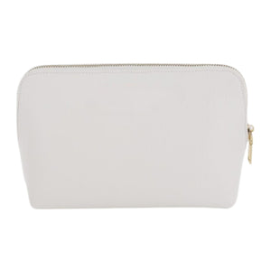 Embroidered vegan leather pouch with clean edges