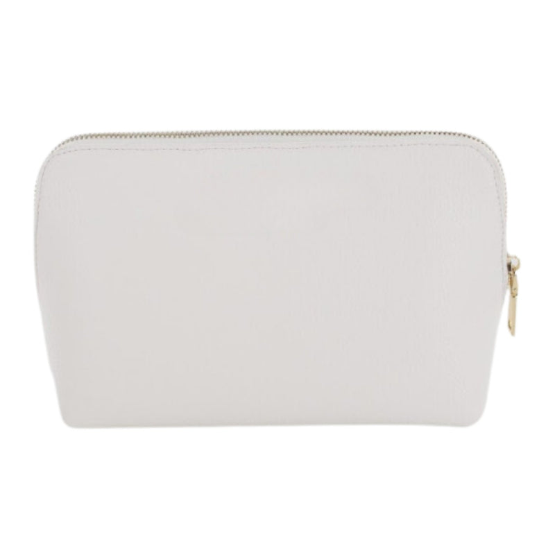 Embroidered vegan leather pouch with clean edges