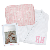 Personalized Mother’s Day Gift Bundle featuring robe, photo frame, and clear pouch for thoughtful gifting.