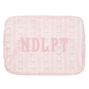 Needlepoint XL Project Pouch in pink, monogrammed project bag gift idea.