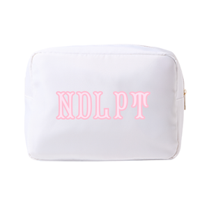 White needlepoint XL project pouch with subtle stitched design, ideal for organized project storage.