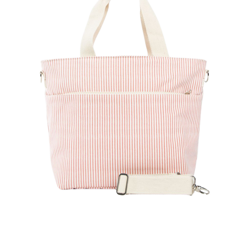 Embroidered Monogram Striped Cooler Tote