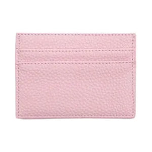 Blush pink leather cardholder with shadow monogram personalization, perfect for stylish organization.