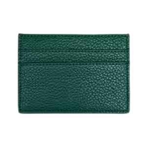 Green leather cardholder accented with a shadow monogram, sleek and functional for everyday use.