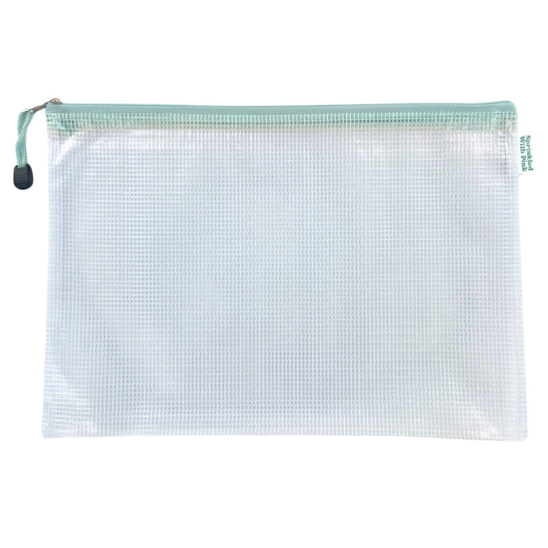 Custom Gameday Pool Bag—clear mesh pouch with mint zipper, ready for personalized name, number, or team logo.