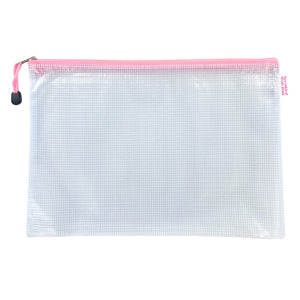 Custom Gameday Pool Bag in clear mesh with pink zipper, ready for personalized name, number, or team.