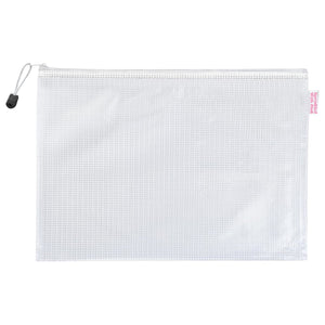 Clear mesh Striped Monogram Pool Bag with white trim—blank base ready for your custom stripes and initials.