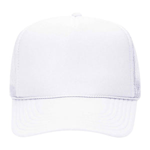 White shadow monogram trucker hat with personalized embroidered initials