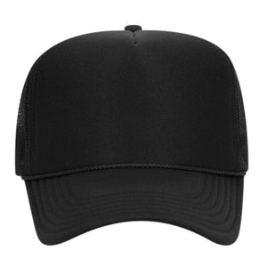 Black shadow monogram trucker hat with personalized embroidered initials