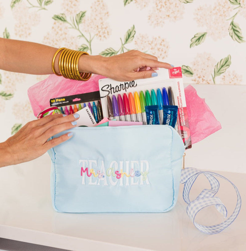 Teacher Embroidered Extra Large Nylon Pouch