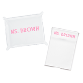 Teacher gift bundle with acrylic notepad holder and matching monogram acrylic tray.