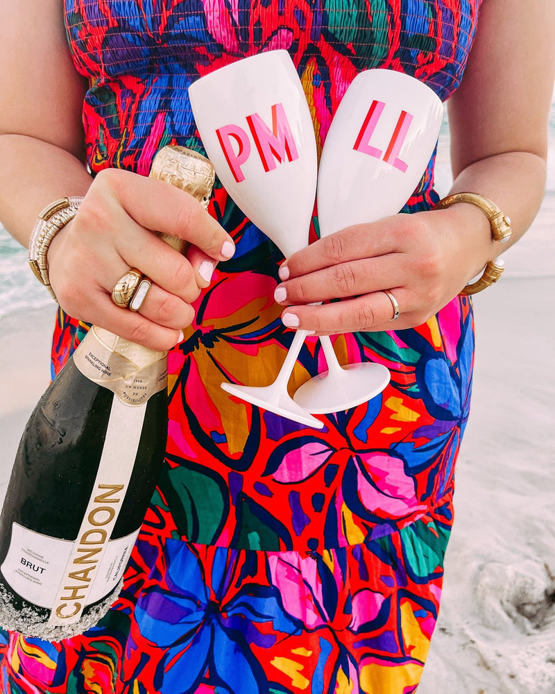 Acrylic Champagne Flute - Sprinkled With Pink #bachelorette #custom #gifts