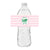 A water bottle is customized with a pink camp label