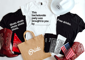 A collection of items that are personalized for a bachelorette party