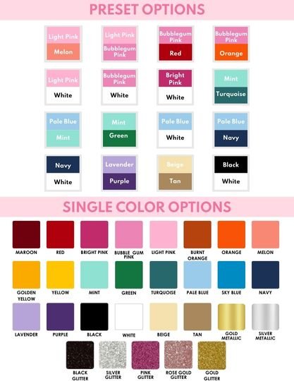A graphic showing the color options to customize a product.