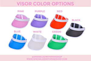 A chart showing colors options for our clear visors