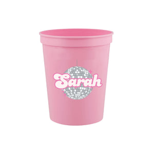 Custom Disco Ball Stadium Cup (set of 10) - Sprinkled With Pink #bachelorette #custom #gifts