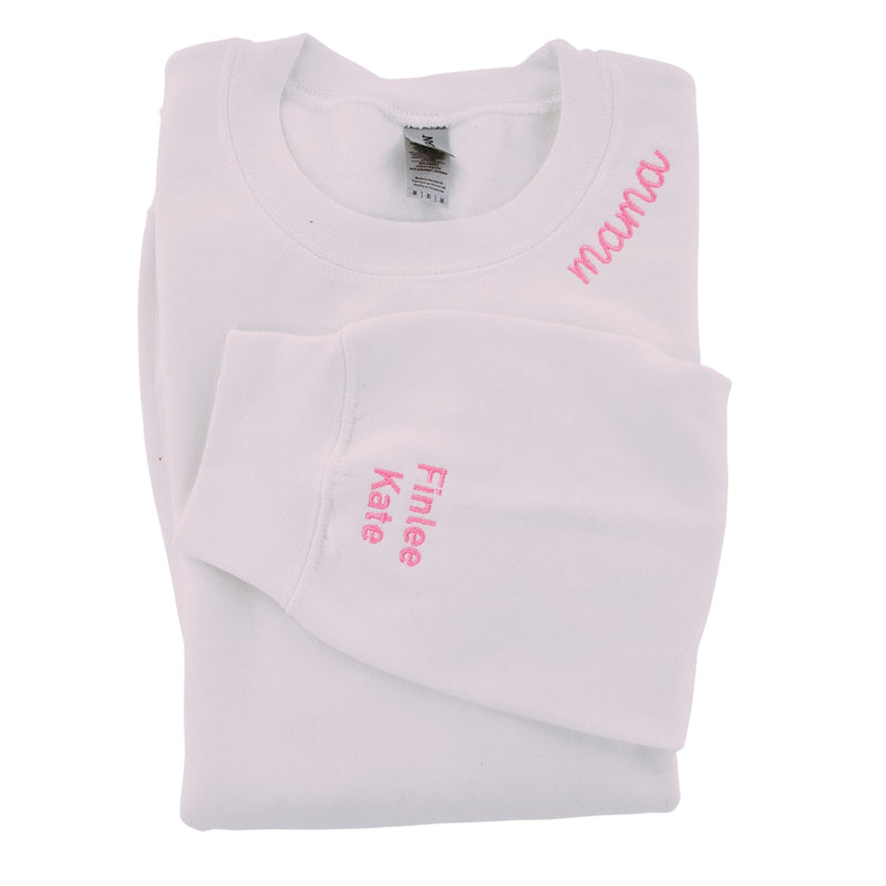 Custom Embroidered Collar/ Sleeve Sweatshirt - Sprinkled With Pink #bachelorette #custom #gifts