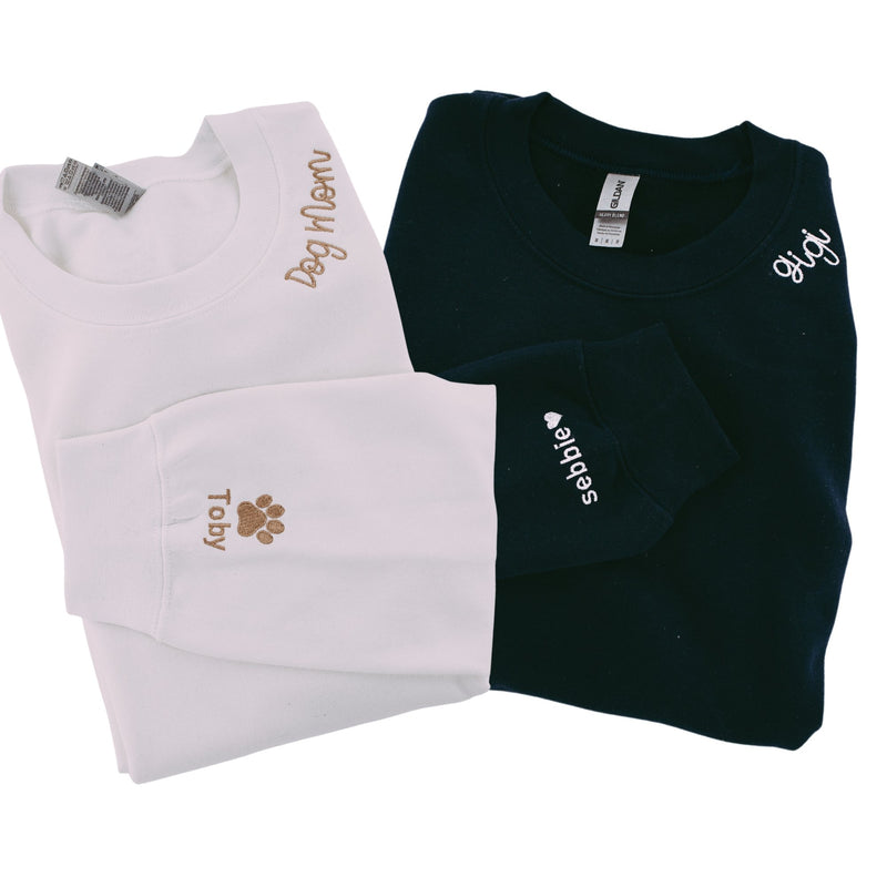 Custom Embroidered Collar/ Sleeve Sweatshirt with Motif