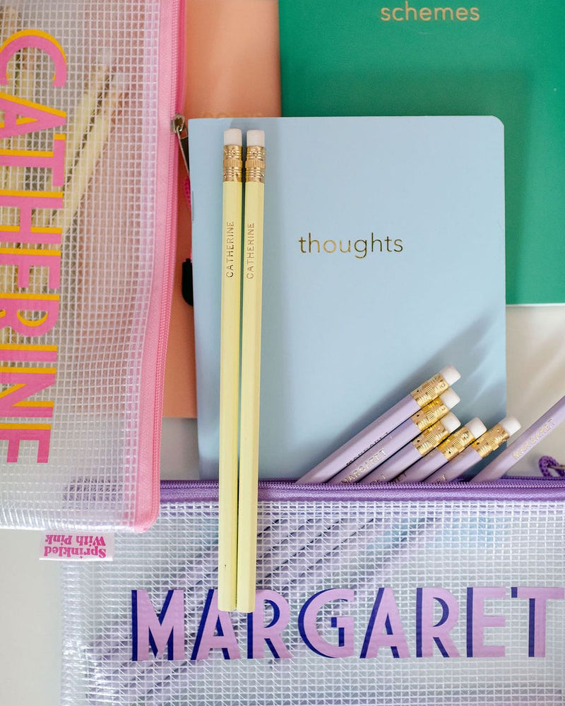 Custom Gold Foil Pencils - Sprinkled With Pink #bachelorette #custom #gifts
