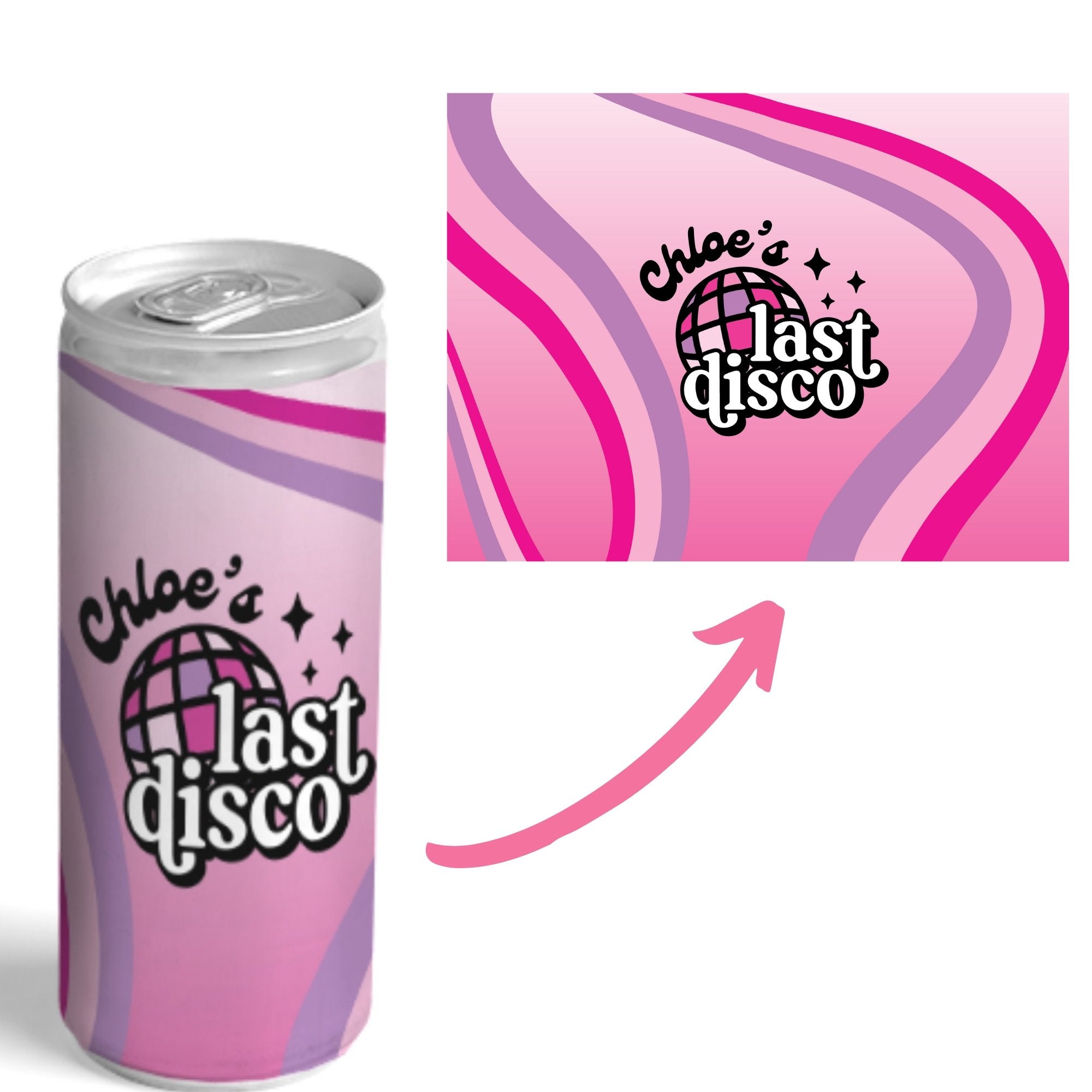 Custom Last Disco Seltzer / Skinny Can Label (Set of 6) - Sprinkled With Pink #bachelorette #custom #gifts