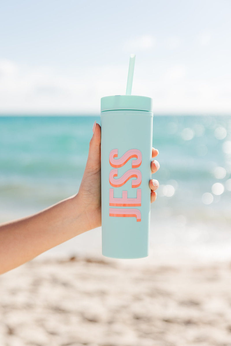 Custom Matte Skinny Tumbler - Sprinkled With Pink #bachelorette #custom #gifts