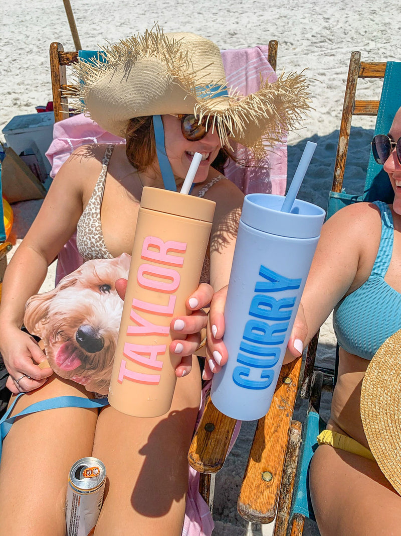 Custom Matte Skinny Tumbler - Sprinkled With Pink #bachelorette #custom #gifts