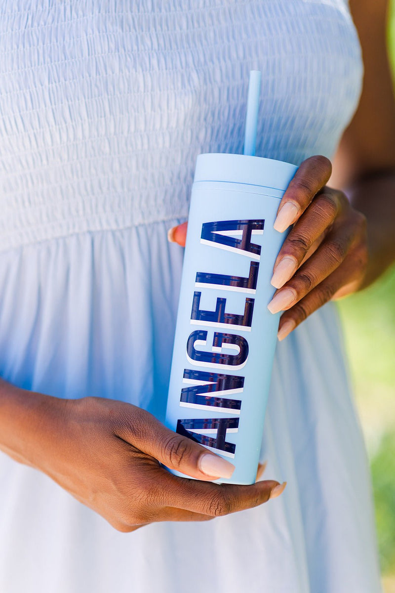 Custom Matte Skinny Tumbler - Sprinkled With Pink #bachelorette #custom #gifts