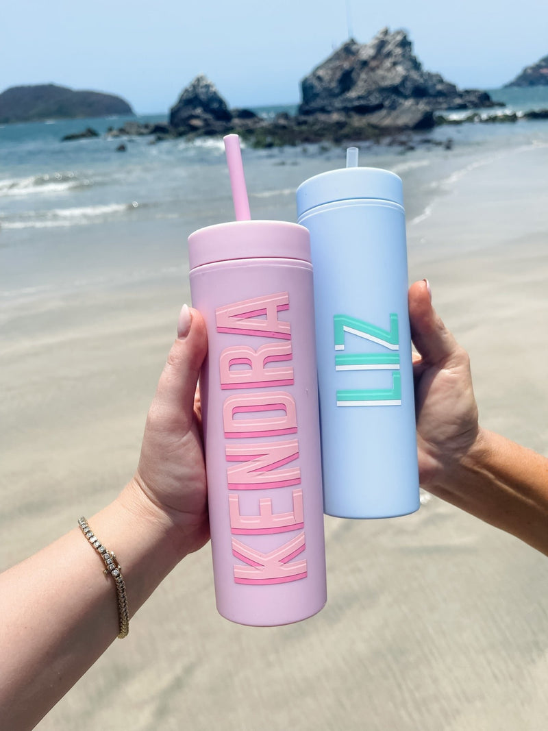 Custom Matte Skinny Tumbler - Sprinkled With Pink #bachelorette #custom #gifts