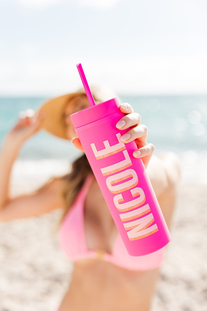 Custom Matte Skinny Tumbler - Sprinkled With Pink #bachelorette #custom #gifts