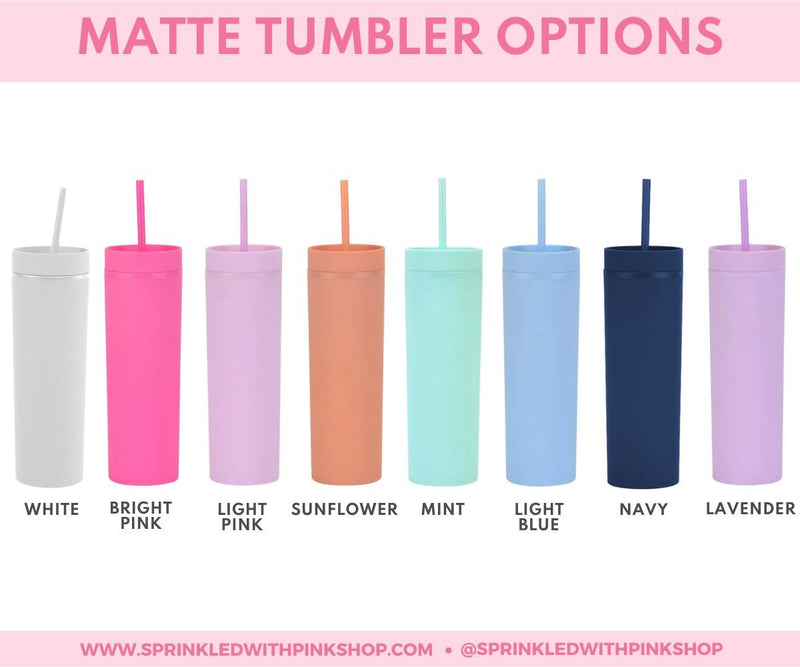 Custom Name 16 oz Matte Tumbler - Sprinkled With Pink #bachelorette #custom #gifts