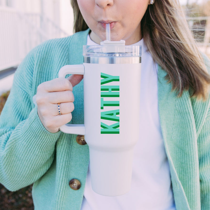 Custom Shadow Monogram 40 oz Tumbler - Sprinkled With Pink #bachelorette #custom #gifts