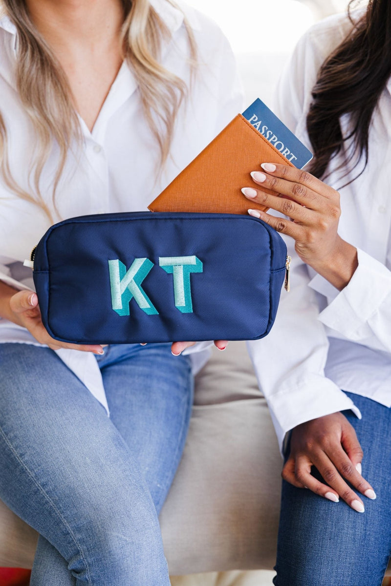 Embroidered Large Nylon Pouch