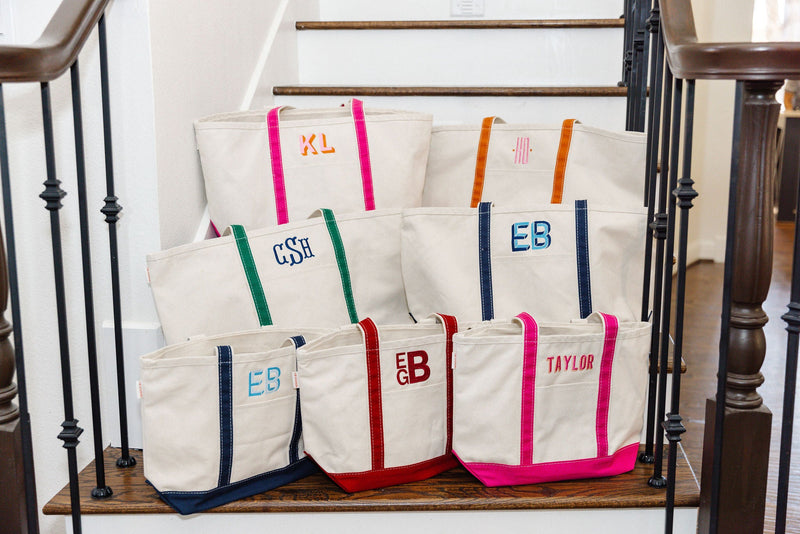 Embroidered Monogram Boat Tote - Sprinkled With Pink #bachelorette #custom #gifts