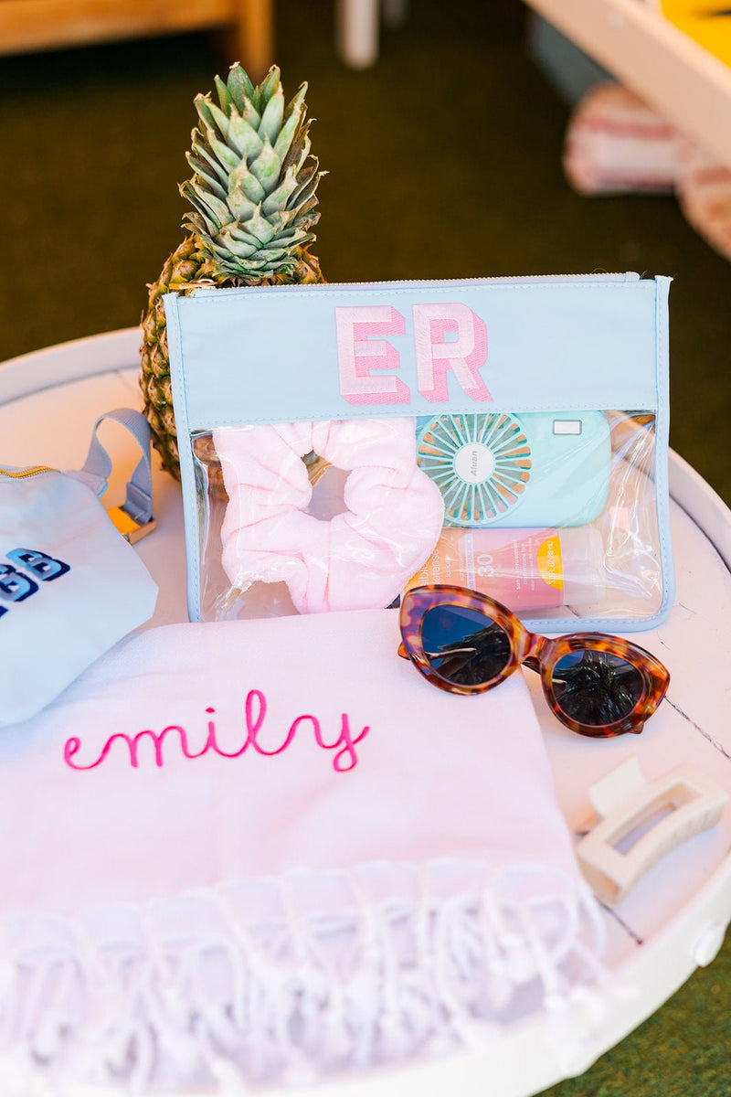Embroidered Nylon Clear Pouch - Sprinkled With Pink #bachelorette #custom #gifts