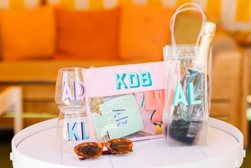 Embroidered Nylon Clear Pouch - Sprinkled With Pink #bachelorette #custom #gifts