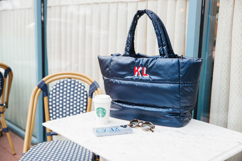 Embroidered Puffer Tote - Sprinkled With Pink #bachelorette #custom #gifts